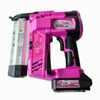 The Original Pink Box 20V cordless 2-in-1 brad nailer and stapler with 2.0Ah lithium-ion battery